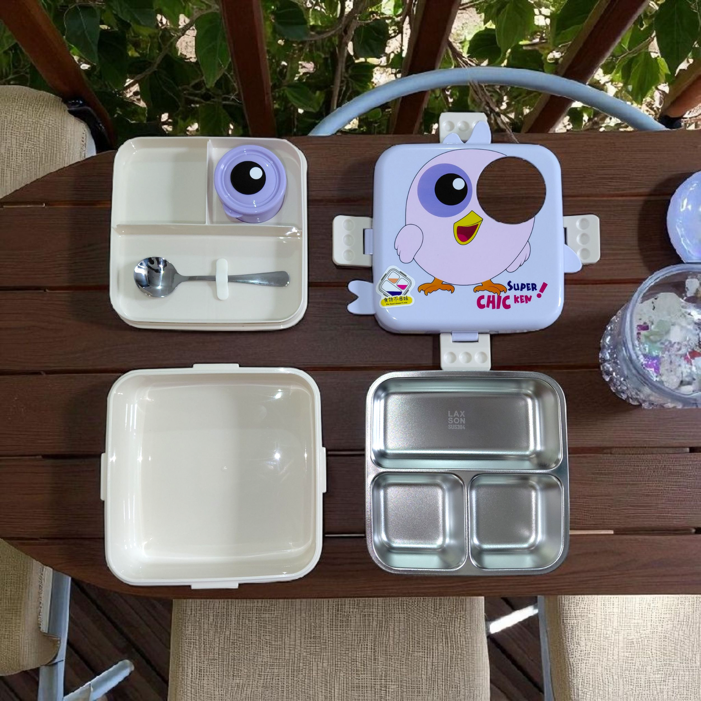 Kids Double Decker Bento Lunchbox – Stainless Steel | Leak-Proof | Cartoon Designs