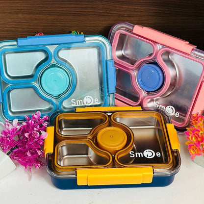 Premium Quality 4-Grid Insulated Stainless Steel Lunch Box – 100% Leak-Proof & Complete Set