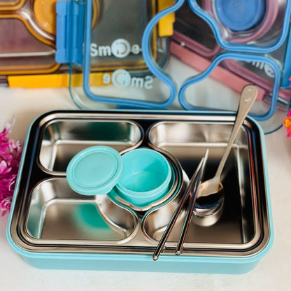 Premium Quality 4-Grid Insulated Stainless Steel Lunch Box – 100% Leak-Proof & Complete Set
