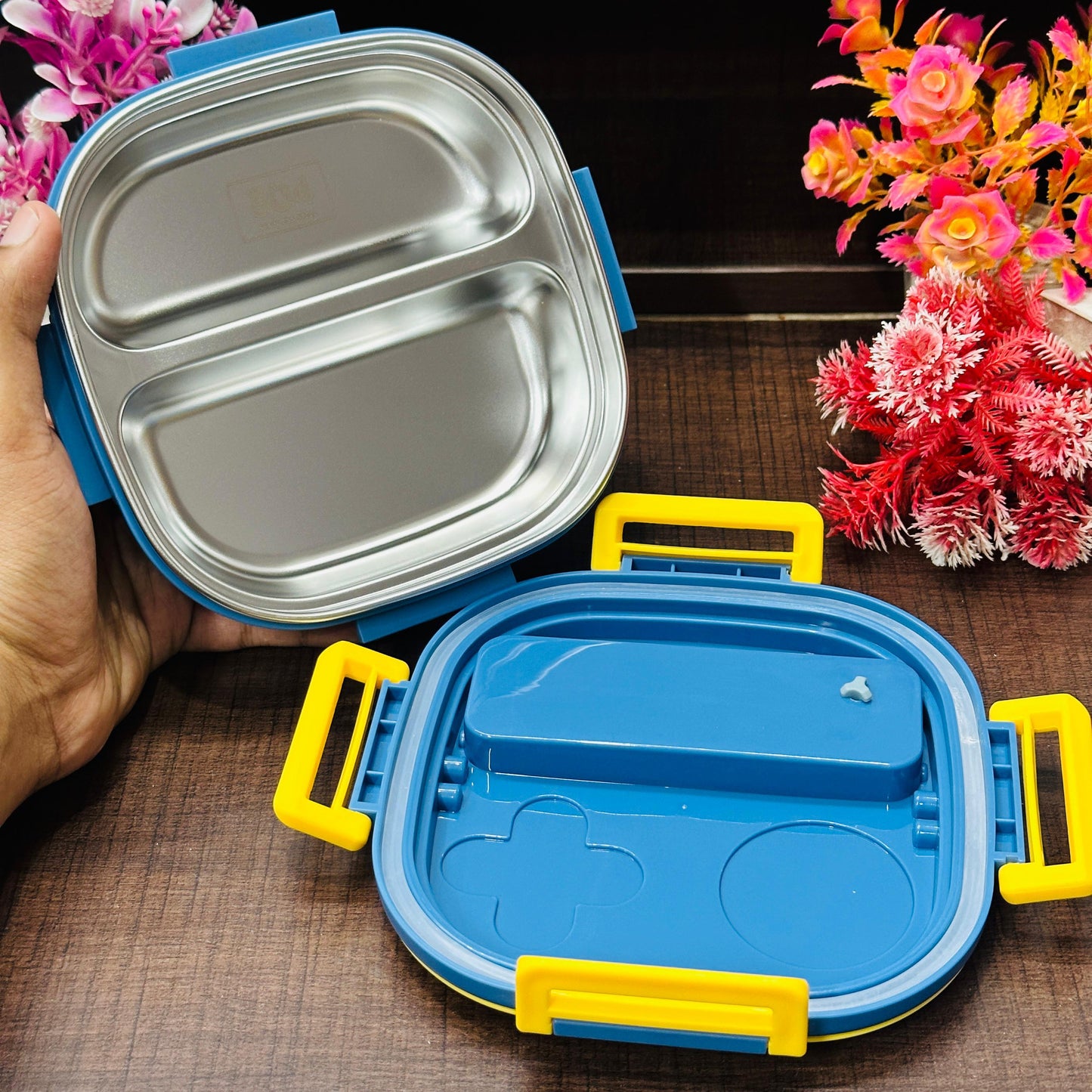 Tedeme 2-Grid Stainless Steel Lunch Box – Safe, Cute & Toddler-Friendly!